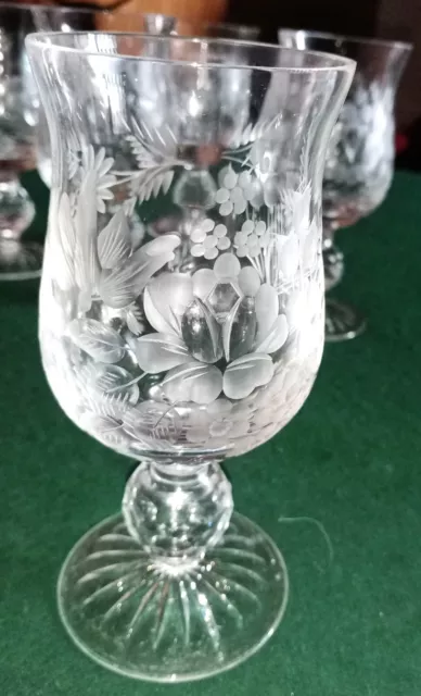 1 Meissener  Bleikristall Weinglas Likör Glas Kristall Blume H 13 D 6 cm (6x da)