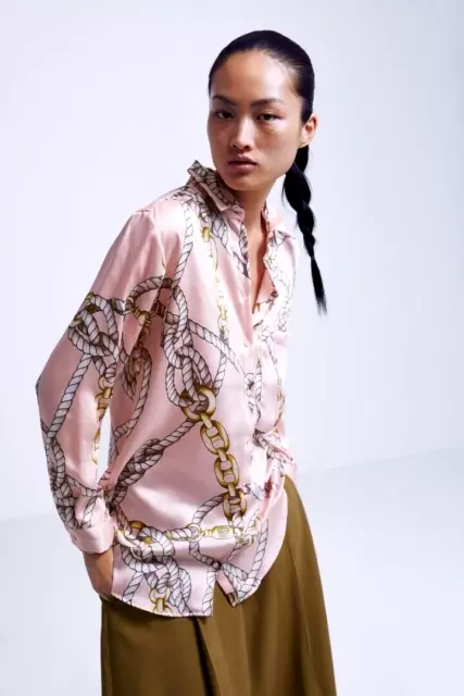 zara pink chain blouse