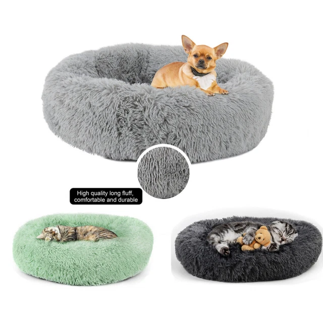 Dog Cat Bed Donut Soft Plush Cat Beds For Calming Pet Nest Anti Anxiety Washable