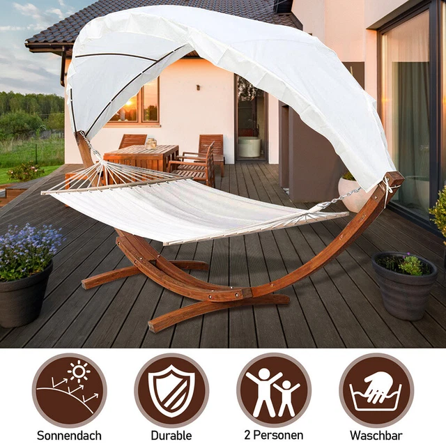 Hängematte XXL Holz Sonnenliege Gartenliege Gartenmöbel Hängesessel mit Gestell