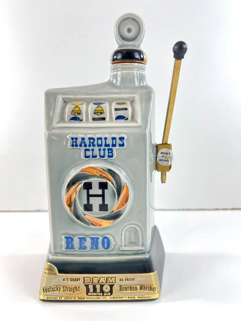Vintage 1968 JIM BEAM - Harold's Club Reno Slot Machine Decanter - EMPTY bottle