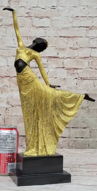 Gold Patina Egyptian Dancer by Romanian Artist Chiparus Bronze Sculpture Figure 2