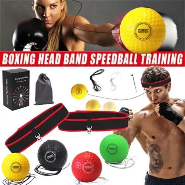 12Pcs Reflex Boxing Fight Ball Punch Exercise Speed Training Ball Head Band Set