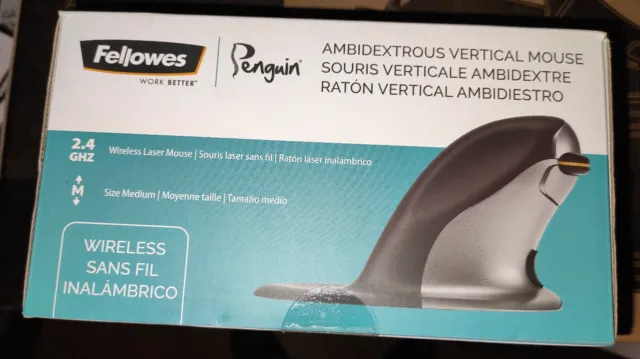 Souris sans fil ergonomique - Fellowes Penguin Wireless Mouse (taille M) --NEUVE