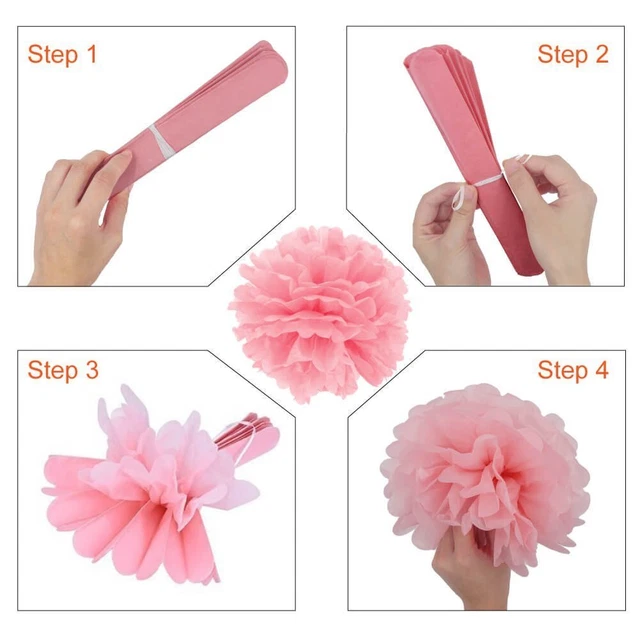 12 x Stoff Papier Bommel Bommel Blumenkugeln flauschig Hochzeit Party Dekoration 2