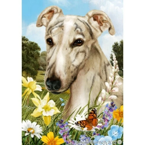 Summer Garden Flag - Grey Brindle Greyhound 180361