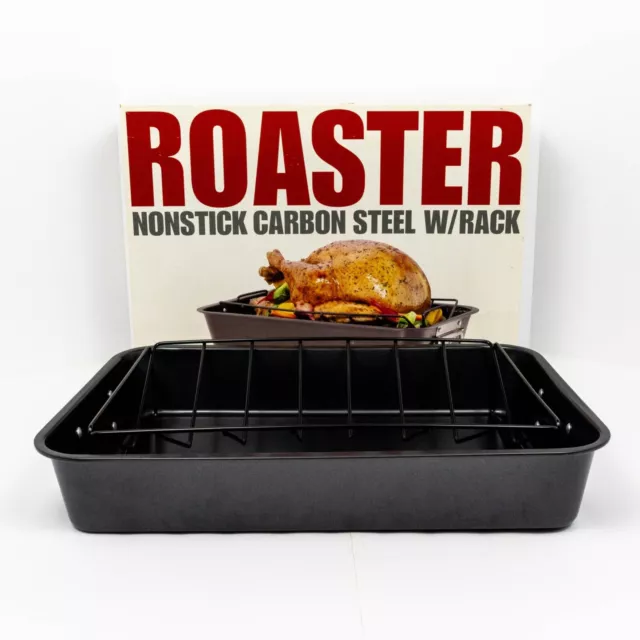 Roasting Pan & Rack Non Stick Carbon Steel Tools of the Trade 20 lb Turkey