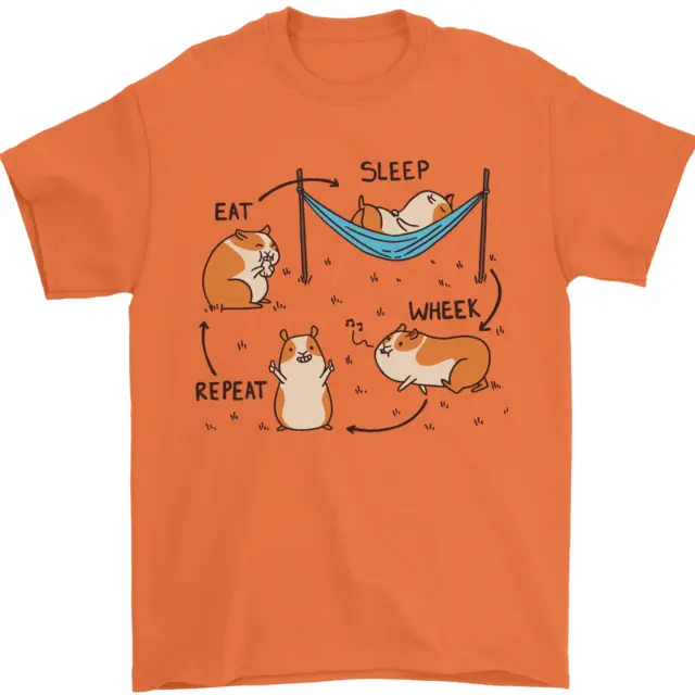 T-shirt da uomo divertente Hampster Eat Sleep Wheek Repeat 100% cotone 3
