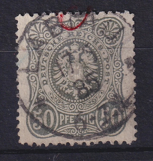 Dt. Reich 50 Pfennig Mi.-Nr. 44 I a D mit Plattenfehler IV, O, geprüft BPP