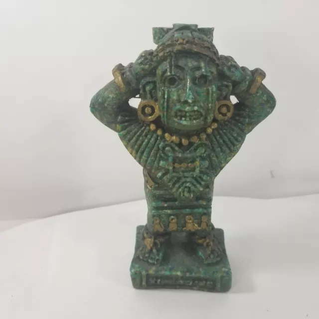 Vintage Mayan Aztec El Arte Azteca Malachite Figure Xipe Totec