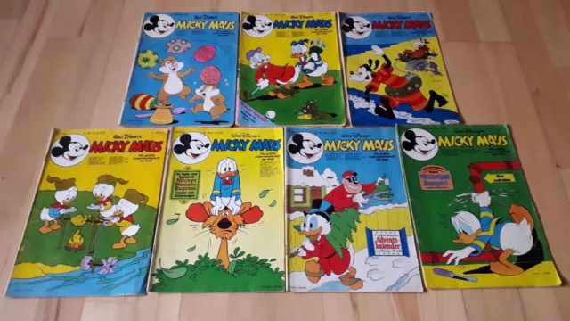 Micky Maus - Konvolut 7 Comichefte  von 1975+79 mit Sportseite + Gutscheinecke
