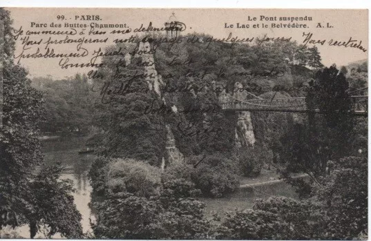CPA - PARIS - Parc des Buttes-Chaumont - suspension bridge - Le Lac et le Belvedere