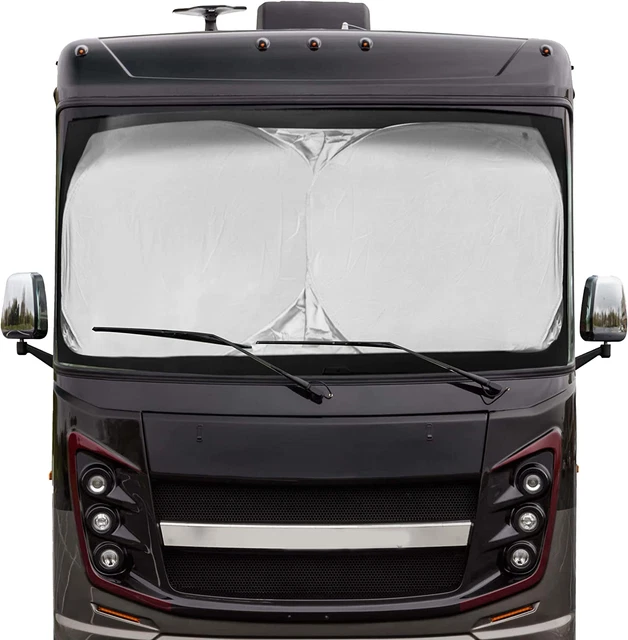RV Windshield Sun Shade Cover Storage Pouch Front for Large Truck Bus Reflectiv