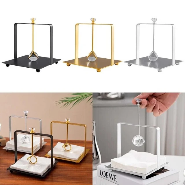 Wrought Iron Tissue Box Holder Crystal Ball Decorative Dispenser for Living Room