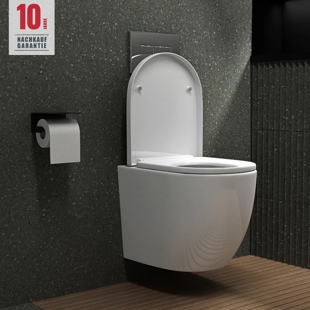Modernes Badezimmer WC Tornado Spülung Soho Whirlflush Hänge Toilette Schwarz Matt Mit WC Wand WC Spülrandlos