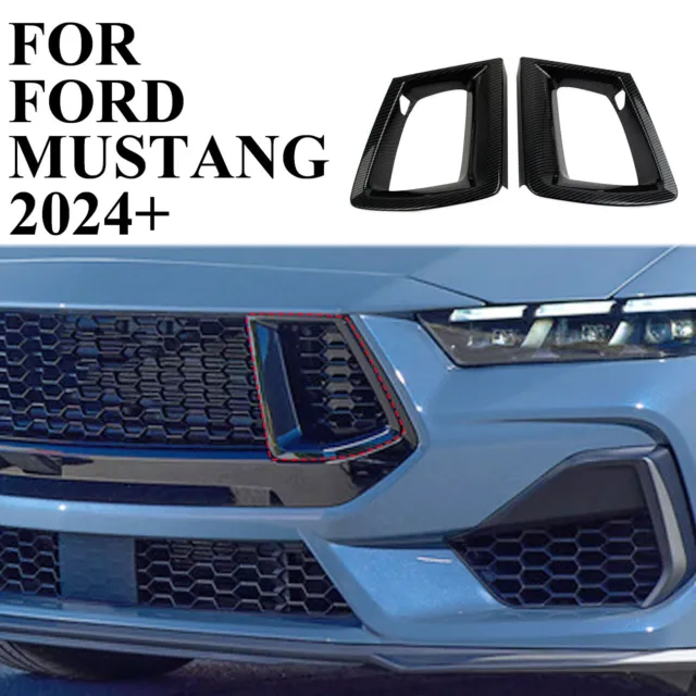 Carbon Fiber plastic front side bumper grille cover trim for Ford Mustang 2024