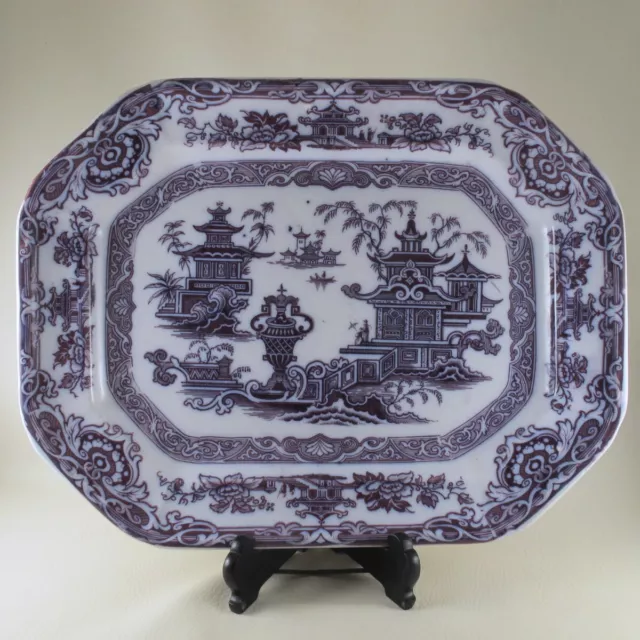 TEMPLE by PODMORE WALKER & CO Mulberry Purple Blue Ironstone 14 3/4" Platter