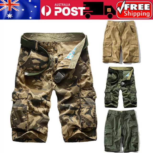 Men's Tactical Military Combat Cargo Shorts Pants Casual Camo Army Half Trousers