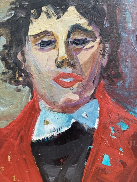 Peinture à L'huile Sur Carton - Portrait D'homme Au Chapeau Style Expressionniste Années 1960 - Art Brut