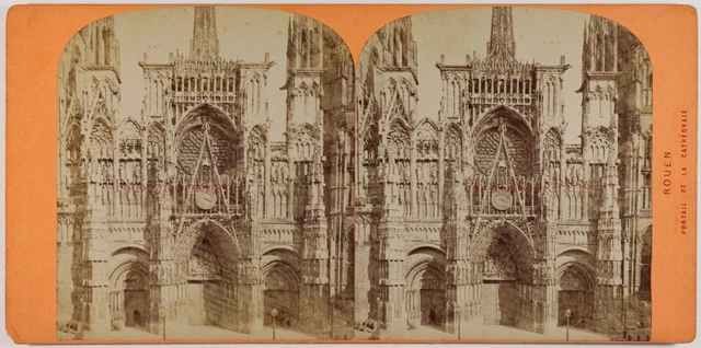 Frankreich Rouen Kathedrale Portal c1875 Foto Neurdein Stereo Vintage Albumin