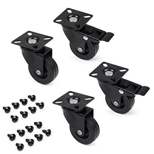 Emuca - Set di 4 rotelle pivotanti per mobile Ø50mm con piastra di (U2J)