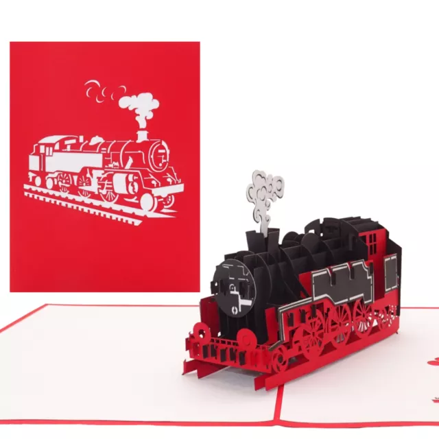 Pop Up Karte "Lokomotive" 3D Geburtstagskarte Eisenbahn Einladung & Geschenk