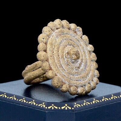 Antique Vintage Ancient Bronze Greco-Roman Hellenistic Floral Motif Ring Sz 6.5