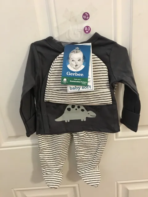 Brand New Infant Boys Size 0-3 Months Gerber 3 Piece Outfit