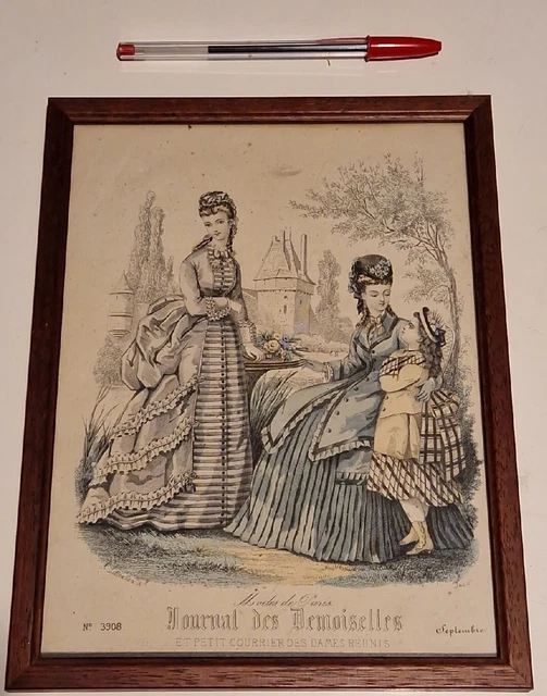 Gravure De Mode Encadrée 38x27 Vintage Cadre Doré