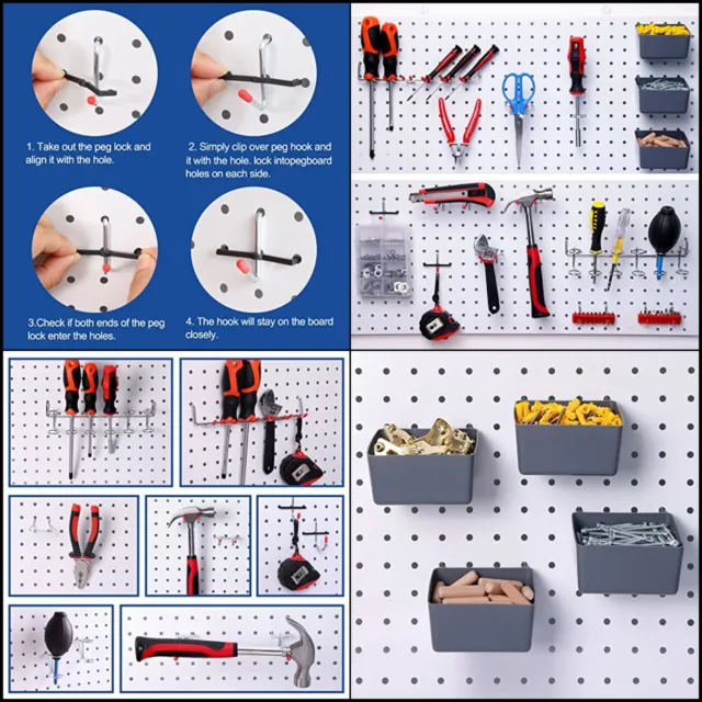 HongWay 279pcs Pegboard Organizer Accessories Kit, 1/4 and 1/8 Inch Pegboard Hoo