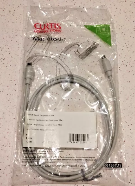 CURTIS 6' Mini DIN8 Cable 28AWG Molded Serial RS-232 MDIN8 8 Pin MM for Mac 11/2