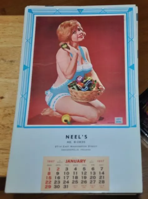 1967  Peek A Boo Female Calendar Sexy Woman Lady Neel's Indianapolis Peekaboo