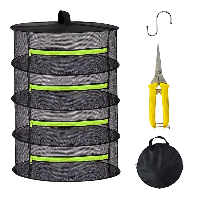 2ft 4 Layer Herb Drying Rack Hanging Mesh Dry Net, W/Green Zipper ...