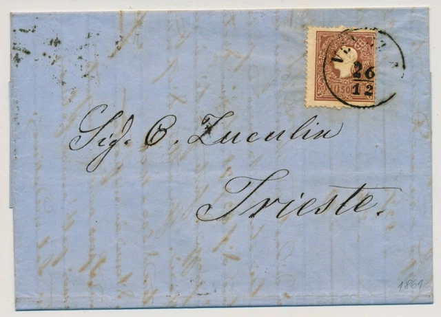 LOMBARDEI-VENETIEN 1861 10sld. Brief (Inhalt) VENEZIA - TRIEST. Datum:26/12.