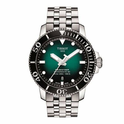 New Tissot Seastar 1000 Green Dial Steel Bracelet Men's Watch T1204071109101