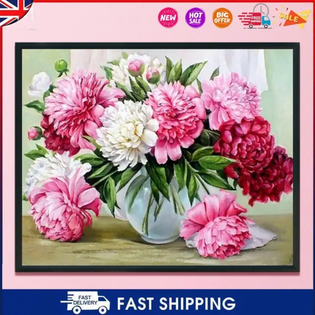Peony Full Cross Stitch 11CT Cotton Thread DIY Printed Embroidery Art Kits Gifts