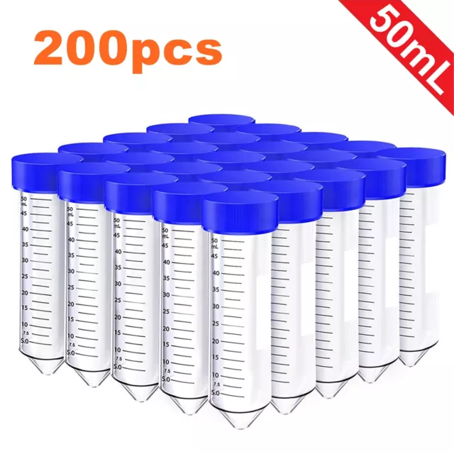 50mL Conical Centrifuge Test Tubes,Sterile,w/Screw Caps Graduated Write-on Spot