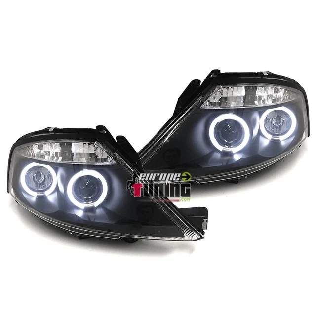 Phares Avant Angel Eyes Double Anneaux Noirs Pour Peugeot 205 - Remplacement Direct, Design LED Rétro