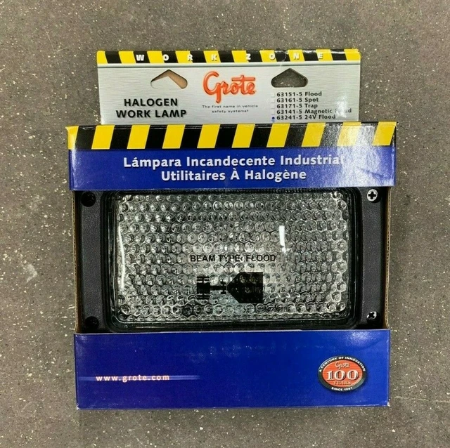 Grote Halogen Work Lamp! Beam Type Work Flood Light 24V 63241-5 Clear Work