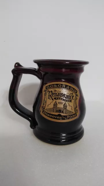 Vtg Colorado Renaissance Festival David Pluth Pottery Drink Mug Stein 1997 RARE