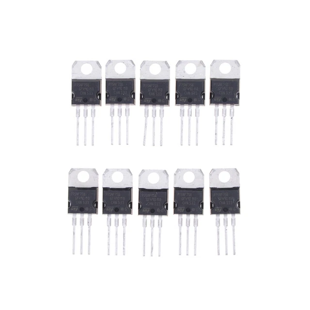 Lot De 10 Transistors P75NF75 / STP75NF75 / STP75NF75FP – 75V MOSFET TO-220 – Idéal Électronique & Réparation