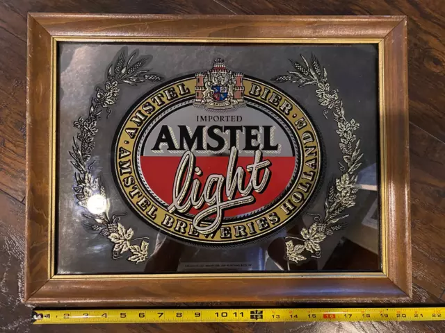 Imported Amstel Light Bier Beer Mirror Sign - Amstel Breweries  20X15"