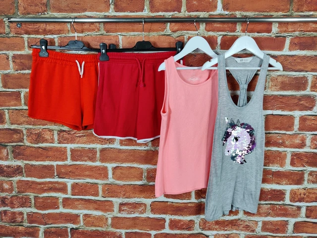 Girls Bundle Age 10-12 Years Next H&M Sweat Shorts Vest T-Shirt Unicorn 152Cm