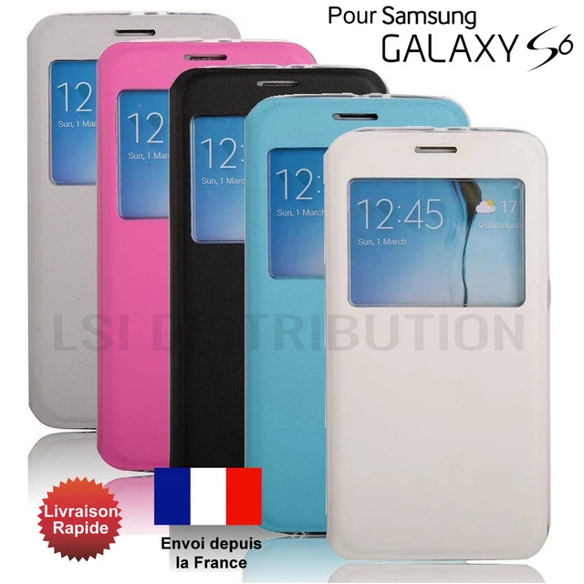 Coque Etui Housse Samsung Galaxy S6 Flip Cover Fenetre