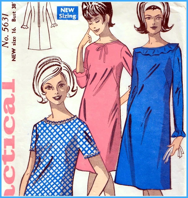 EASY VINTAGE 60S Mod DRESS Sewing Pattern Bust 38" 97 cm RETRO Shift