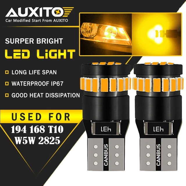 AUXITO Amber Yellow T10 168 194 921 License Side Marker Light Canbus LED Bulb EC