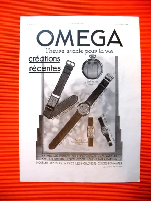 Publicite De Presse Omega Montre L'heure Exacte Pour La Vie French Ad 1933