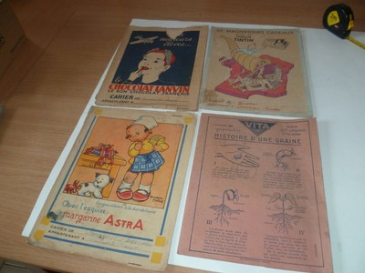 B41 3 PROTEGE CAHIERS ANCIENS PUB TINTIN ASTRA LANVIN 