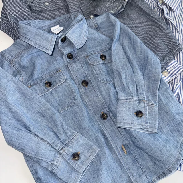 5 Pc 3-OshKosh B'gosh Pinstripe Chambray Bodysuits 2 Denim Shirts Sz18M 2