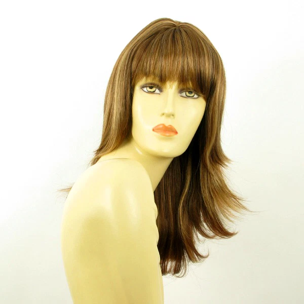 Perruque Longue Femme Châtain Cuivré Méché Blond Clair - Synthétique - Bonnet Moyen - Neuf Avec Étiquettes